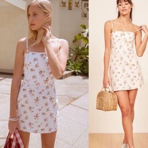Reformation 100% linen floral mini dress
